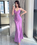 【3色】ロングドレス キャバドレス セクシー Vネック スリット入り タイト マーメイドワンピース 披露宴 二次会 パーティー お呼ばれ LW2-OYF9757