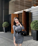 Lady's coco ミニドレス キャバドレス シースルー バイカラー タイトワンピース セクシー ミニ丈 ボディライン 着痩せ LW2-XKDD335A-3168-Oct17