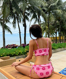 【2色】水着ビキニホルターネック花柄セクシーSNS話題旅行温泉ビーチ海 WQ7-CF-QM9114