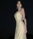 ロングドレスキラキラセクシーおしゃれ誕生日パーティー透明感ナイトクラブ WQ2-XHY919171