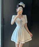 【2色】膝丈ドレス キャバドレス セクシー大人可愛い タイト ナイトドレス レース  ウエストマーク フェミニン LW2-DD5816