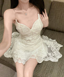 Lady's coco ミニドレス キャバドレス セクシー レース刺繍 ウエストマーク ふんわりシルエット パーティー デート LW2-SB18YX0170