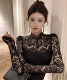 【2色】Lady's coco ミニドレス キャバドレス 清楚セクシー レースシースルー ロングスリーブ 大人可愛い 着やせ ボディコン ウエストシェイプ デート 女子会 お出かけ JC2-XKDD342-581-Sep28