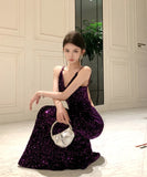 ロングドレスバックレスドレス宴会パーティーキャバドレスキャミワンピナイトクラブキラキラセクシー高級感 WQ2-ZED888100HS109