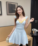 【3色】ミニドレス キャバドレス セクシー  花柄キャミワンピース  レギンスセット  ウエストマーク  フェミニン 大人可愛いコーデ  Vネック  LW2-DD5956