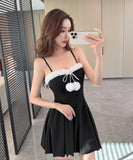 ミニドレス キャバドレス セクシー クリスマス フェザー切り替え ボリュームスカート キャミ ワンピ クリスマス パーティー JC2-DD6120