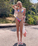 三角ビキニ水着ビキニ花柄ホルターネックセクシー2点式谷間見せビーチ海タンキニモノキニ WQ7-XYX-SYS1282