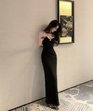 Lady's coco ロングドレス キャバドレス セクシー ライトラグジュアリー スパンコール メッシュ パーティー LW2-HYL11041