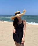 【2色】水着ワンピAライン着痩せ気質体型カバーバックレス温泉ビーチ海旅行ビキニ水着モノキニ WQ7-KSD0421