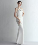 【4色】Lady's coco ロングドレス キャバドレス セクシー サテン 細見え ワンショルダー タイト マーメイドドレス パーティー 結婚式 イブニングドレス JC2-YEY18987