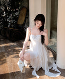 【2色】ミニドレス キャバドレス キャミワンピ ピュアセクシー レイヤード フリル シフォン ストラップ JC2-ZED88329DXH342