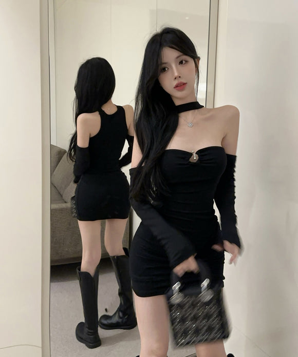 Lady's coco ミニドレス キャバドレス セクシー 長袖 オフショルダー パーティー デート LW2-OYF1522