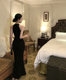 ロングドレスキャバドレスキラキラホルターネックセクシー高級感宴会パーティー誕生日谷間見せ気質 WQ2-DD4159