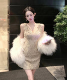 ミニドレス キャバドレス セクシー 上品 ラインストーン装飾 スリムフ ィット ボディコン デート 女子会 JC2-XKDD335A-3138-Sep21