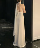 Lady's coco ロングドレス キャバドレス セクシー サテン ワンショルダー  エレガント 気質アップ 二次会 披露宴 上品 LW2-XHY5229