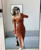 ひざ丈ドレス キャバドレス セクシー 大人フェミニン ボディコン スレンダー ニット デート ナイトクラブ JC2-DD5504