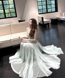 ロングドレス キャミワンピ クリスタルチェーン エレガント×可憐 大きめフレア チュール素材 デート 結婚式 二次会 パーティー 女子会 JC2-XKDHS-109-8345-Sep4