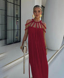 【6色】サンドレス ロングドレス 谷間見せ バックレスドレス おしゃれ クロシェ編み hot girl WQ2-CM81633