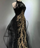 ロングドレス キャバドレス パーティードレス ブラック ロングドレス シルエット ハイネック マーメイドライン  誕生日 結婚式 披露宴 二次会 LW2-MBYDAL785529089441