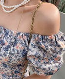 ミニドレス花柄パフスリーブオフショルダーエレガントカワセクシータイトドレスパーティーエレガント WQ2-ZED885751A71