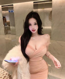 Lady's coco ミニドレス キャバドレス セクシー レトロ ウエストシェイプ パーティー デート LW2-XKDD335A-3135-Sep17