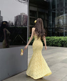 ロングドレス レース ホルターネック セクシー タイトドレス 谷間見せ 女子力 キャバキャバ WQ2-CD7-445-21890720