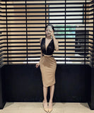 Lady's coco セクシー ボディコン フレンチスタイル ニットワンピース タイト 膝丈 ウエストマーク 上品 気質 大人可愛い 秋冬新作 LW2-XKDD445-2592-Oct10