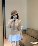 【秋新作】ミニドレス キャバドレス プレッピースタイル  ウエストマーク プリーツスカート 大人可愛い デート LW2-XKDD335A-3139-Sep21