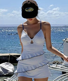 【2色】水着モノキニビキニワンピースフリル着痩せ気質温泉ビーチ海露出控えカワセクシー WQ7-WX685