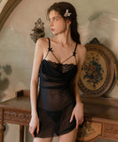 ルームウェア ランジェリー セクシー メッシュ素材 透け感 誘惑 カットアウト バックオープン キャミソール JC8-GRXK6806