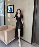 【3色】Lady's coco ロングドレス キャバドレス セクシー シースルー タイトワンピース  ロング丈 大人可愛い LW2-DD5833