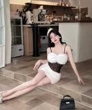 【2色】 ミニドレス キャバドレス セクシー キャミソールワンピース 透けメッシュ×フェザー切り替え タイトセクシー ドレス Vネック LW2-DD6013