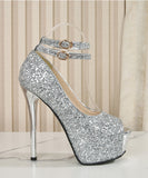【3色】ハイヒール  キラキラ 厚底ピープトゥ  ブライダルシューズ　結婚式・パーティー・ステージ用 LW5-XL916-3
