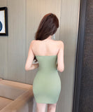 【4色】ミニドレス キャバドレス セクシー チューブトップ リボンデザイン タイトミニワンピース ナイトドレス LW2-DD5834