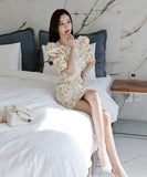 ミニドレス花柄パフスリーブエレガント韓国っぽカワセクシータイトドレスパーティーエレガント WQ2-ZED885682A71