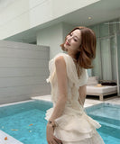 ミニドレスキャバドレスフリル個性感Vネック谷間見せエレガント大人可愛いセクシーフラワー WQ2-XKD-HS-109-8159-Apr11