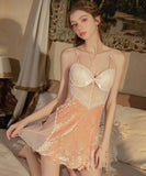 【5色】ルームウェア ランジェリー セクシー 谷間魅せ パッド付き ベルベット チュール セット 誘惑 JC8-GR6620