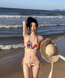 ビキニ水着三角ビキニセクシーホルターネック花柄ワンピースSNS話題 WQ7-DP-A33341