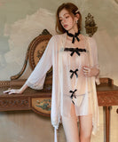 Lady's coco ランジェリー  セクシー大人可愛い レース×チュール キャミソールナイトドレス カップ付き リボンポイント LW2-GRXK6234