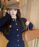 【3色】2点セット ミニドレス キャバドレス セクシー 大人可愛い ニットカーディガン＋ハイウエストプリーツスカート セットアップ  お出かけ デート 出勤 LW2-OYF2585