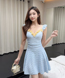 【3色】ミニドレス キャバドレス セクシー  花柄キャミワンピース  レギンスセット  ウエストマーク  フェミニン 大人可愛いコーデ  Vネック  LW2-DD5956