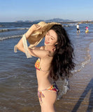 ビキニ水着三角ビキニセクシーホルターネック花柄ワンピースSNS話題 WQ7-DP-A33341