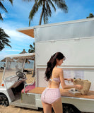 【2色】モノキニビキニ水着ウエストカードチック柄セクシー温泉旅行海 WQ7-CF-QM9154