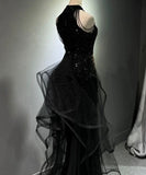 ロングドレス キャバドレス パーティードレス ブラック ロングドレス シルエット ハイネック マーメイドライン  誕生日 結婚式 披露宴 二次会 LW2-MBYDAL785529089441