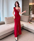 ロングドレス セクシー 背露出   気質 セレブ風 脚長効果　XH2-DD5864