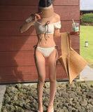 ビキニ水着モノキニ上下セットパフスリーブカワセクシー温泉海おしゃれ韓国っぽ WQ7-BY3115