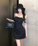 【2色】ミニドレス キャバドレス セクシー ボディコン コットンストライプ バストデザイン バタフライリボン 上品カジュアル デート 女子会 JC2-XKDD408A-2082-Sep1