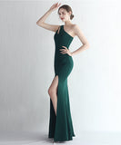 【4色】Lady's coco ロングドレス キャバドレス セクシー サテン 細見え ワンショルダー タイト マーメイドドレス パーティー 結婚式 イブニングドレス JC2-YEY18987