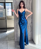 【3色】ロングドレス キャバドレス セクシー Vネック スリット入り タイト マーメイドワンピース 披露宴 二次会 パーティー お呼ばれ LW2-OYF9757