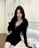 【2色】 ミニドレス キャバドレス セクシー  ナイトドレス ミニ丈 タイトワンピース Vネック LW2-XKDD342-8187-Oct18